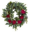 23” Mixed Greens and Bougainvillea Artificial Wreath