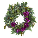 23” Mixed Greens and Bougainvillea Artificial Wreath