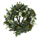 23” Mixed Greens and Dancing Lady Orchid Artificial Wreath