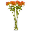 23” Pincushion Artificial Arrangement in Glass Vase