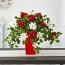 23” Poinsettia and Variegated Holly Artificial Plant in Decorative Planter (Real Touch)