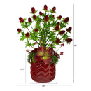 23” Thistle and Succulent Artificial Arrangement in Red Vase
