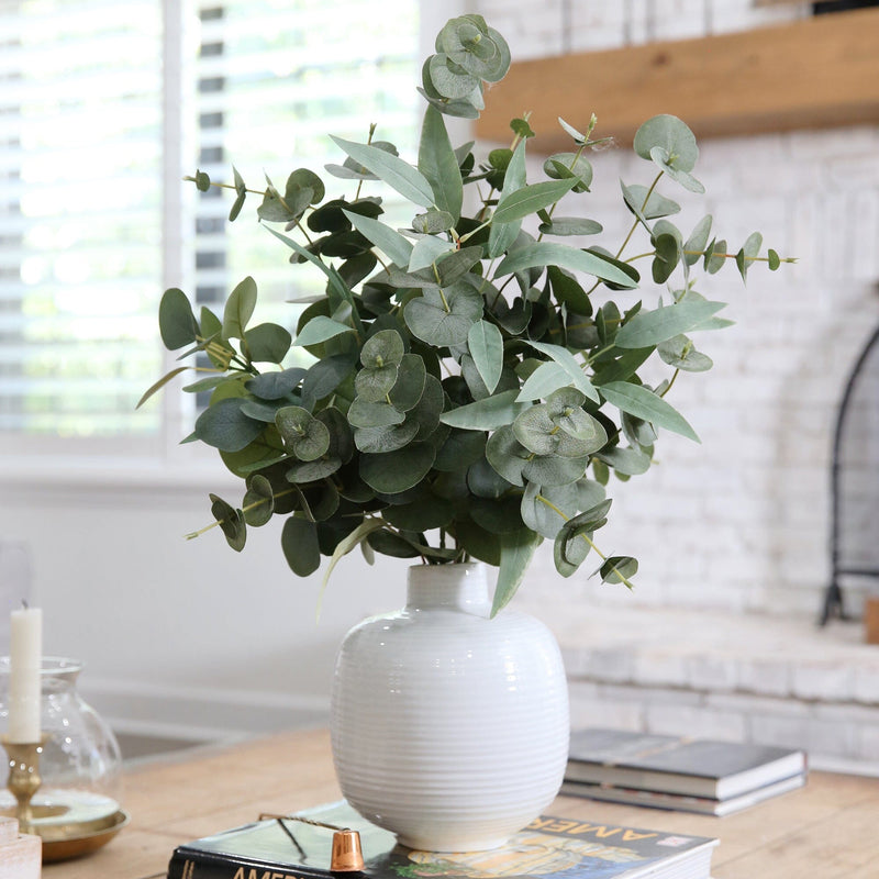 24” Artificial Eucalyptus Leaves Arrangement with Ceramic Planter, photo 2 of 4