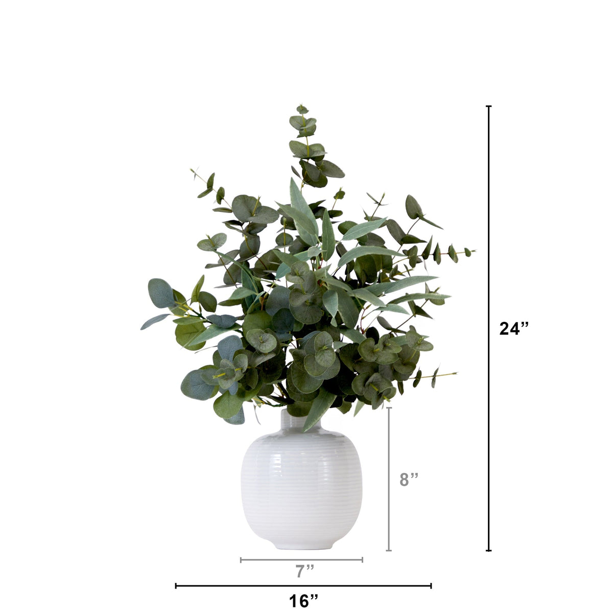 24” Artificial Eucalyptus Leaves Arrangement with Ceramic Planter, photo 4 of 4