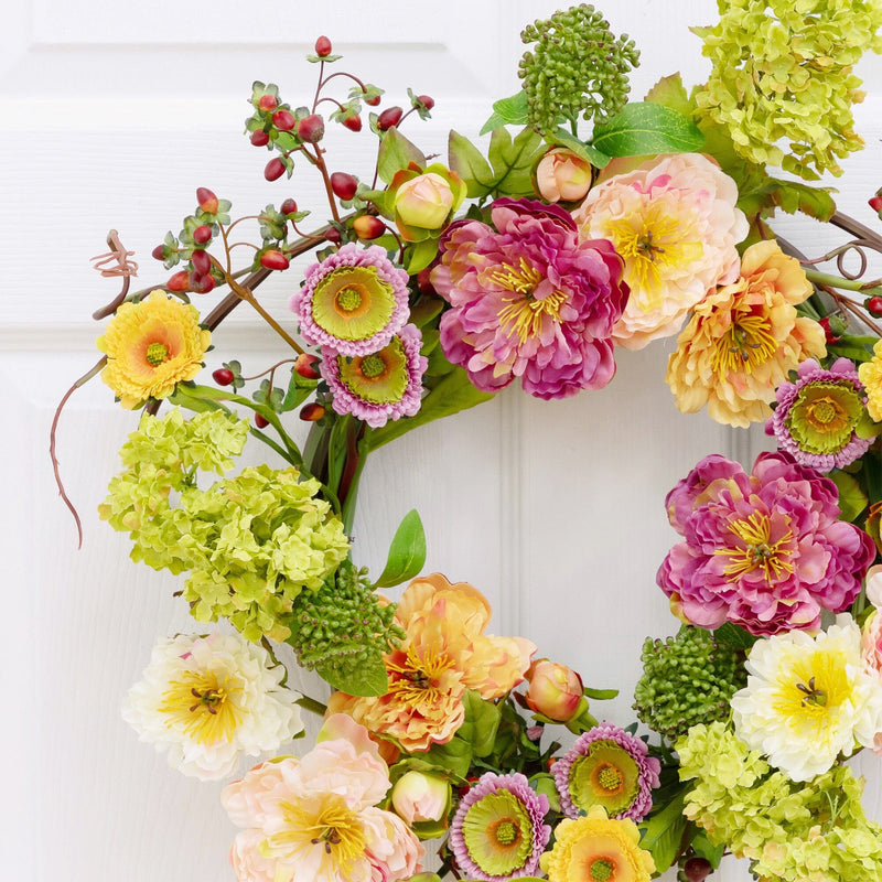 24" Mixed Peony Wreath, photo 2 of 5