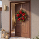 24" Poinsettia & Berry Wreath" by Nearly Natural