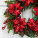 24" Poinsettia & Berry Wreath" by Nearly Natural
