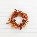 24” Autumn Maple Leaves, Pumpkin, Pinecone and Berries Artificial Fall Wreath by Nearly Natural