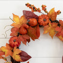 24” Autumn Maple Leaves, Pumpkin, Pinecone and Berries Artificial Fall Wreath by Nearly Natural