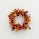 24” Autumn Maple Leaves, Pumpkin, Pinecone and Berries Artificial Fall Wreath