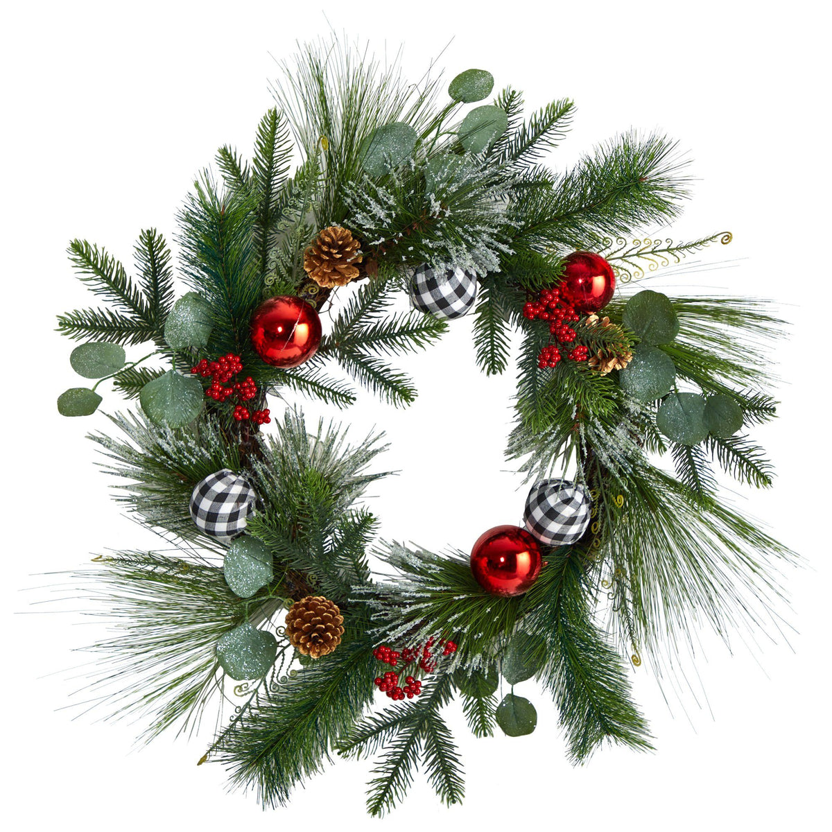 24” Berry and Pinecone Artificial Christmas Wreath with Ornaments, photo 5 of 5
