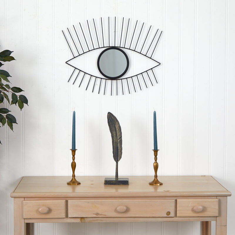 24” Black Metal Eye Wall Mirror, photo 4 of 4