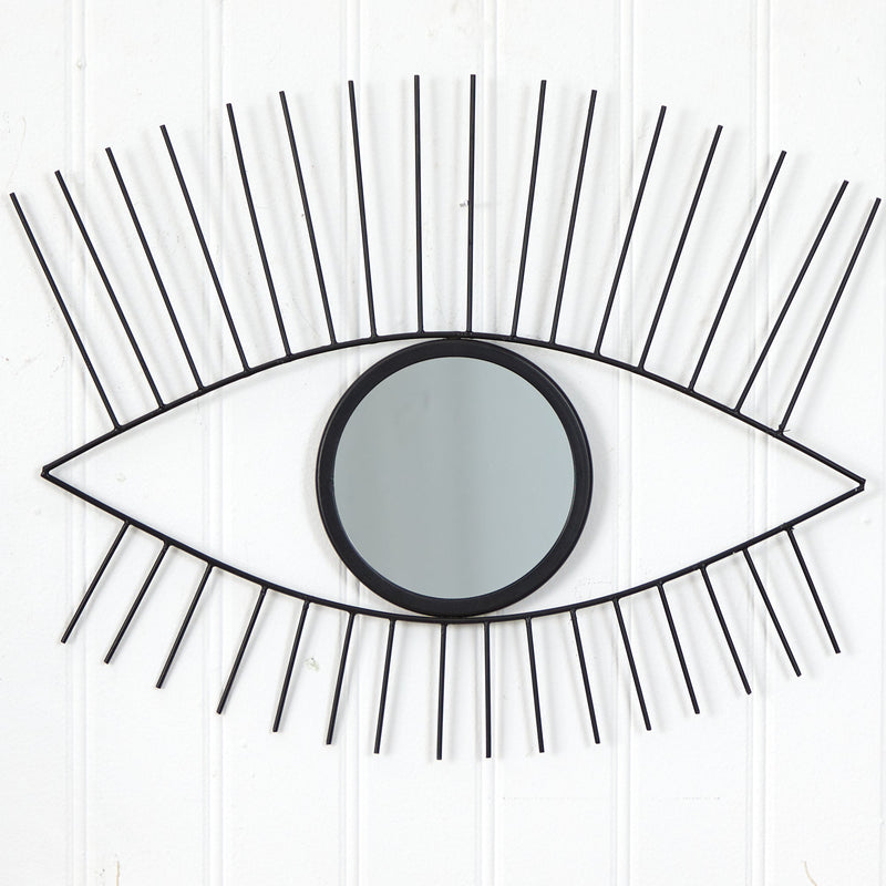 24” Black Metal Eye Wall Mirror, photo 3 of 4