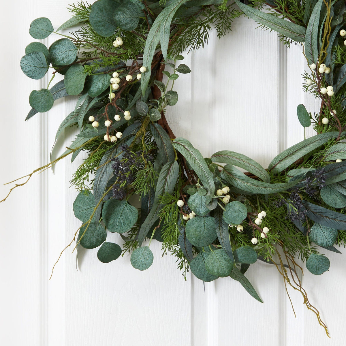 24” Eucalyptus and Mixed Greens Artificial Wreath, photo 2 of 3