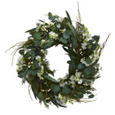 24” Eucalyptus, Dancing Lady Orchid and Mixed Greens Artificial Wreath