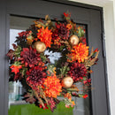 24” Fall Dahlia, Golden Apple, Oak Leaf and Berries Autumn Artificial Wreath