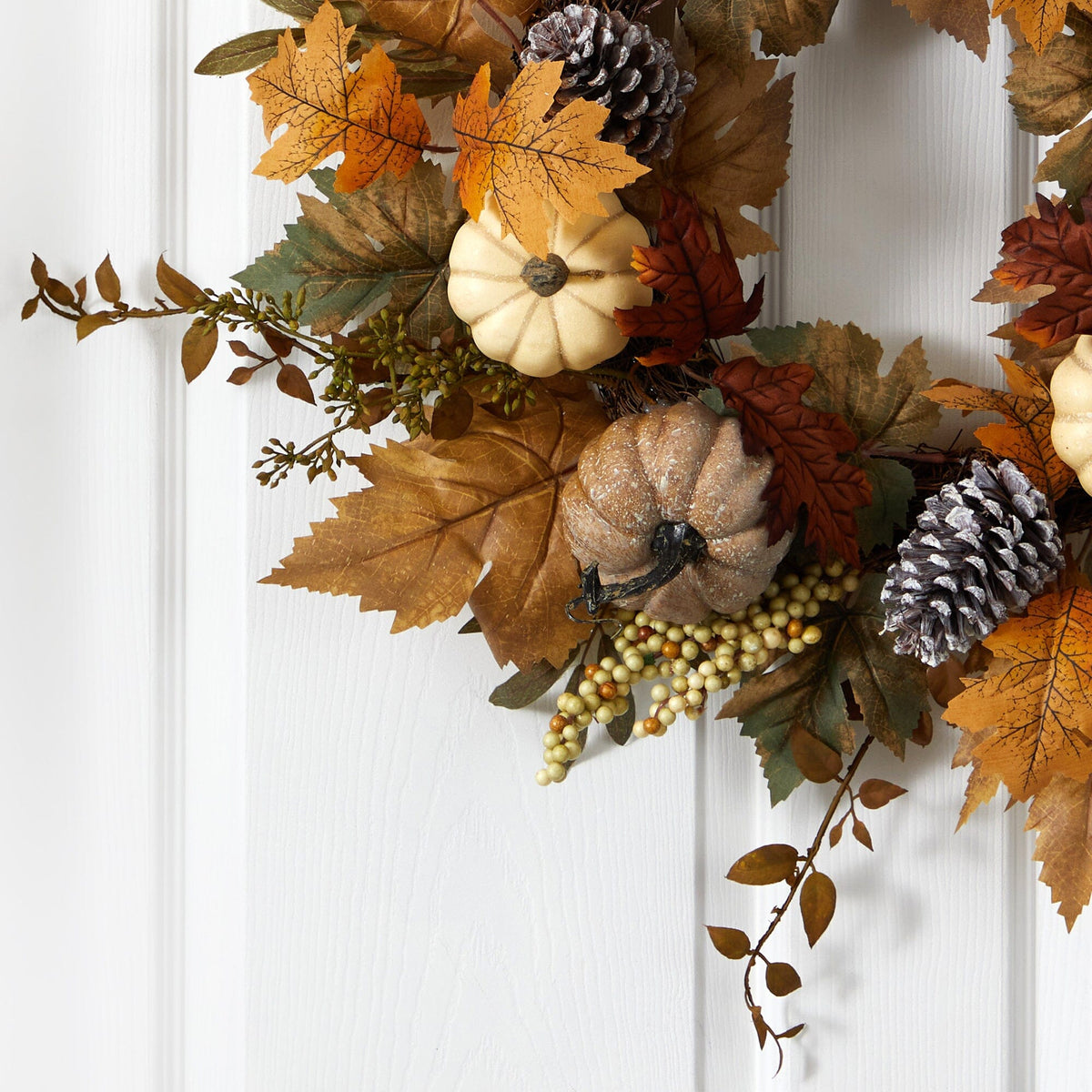 24” Fall Pumpkins, Pine Cones and Berries Artificial Wreath, photo 2 of 4