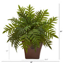 24” Hares Foot Fern Artificial Plant in Brown Planter (Real Touch)