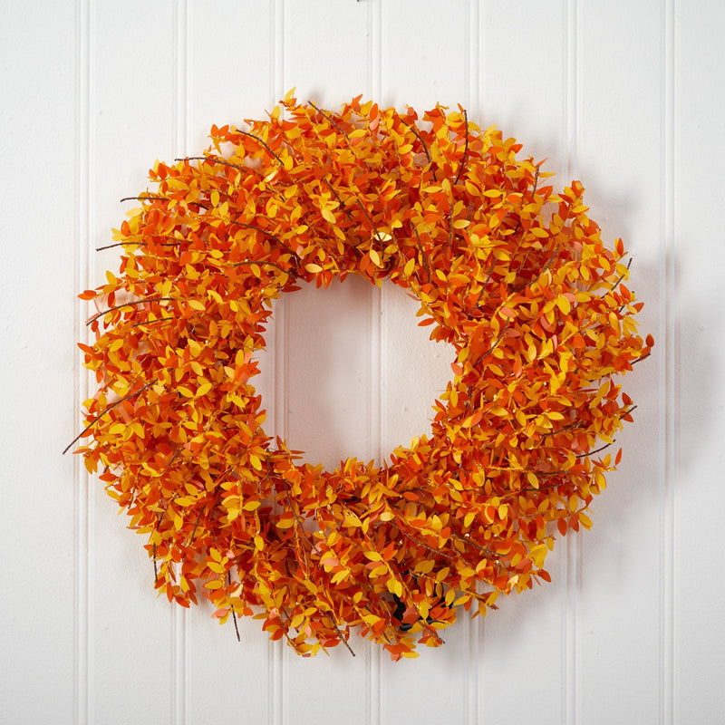 24” Harvest Fall Pre-Lit Wreath with 100 Micro Dot LED lightss, photo 4 of 5