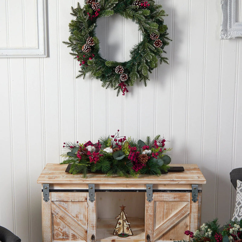 24” Holiday Berries, Pinecones and Eucalyptus Cutting Board Wall Décor or Table Arrangement, photo 6 of 6