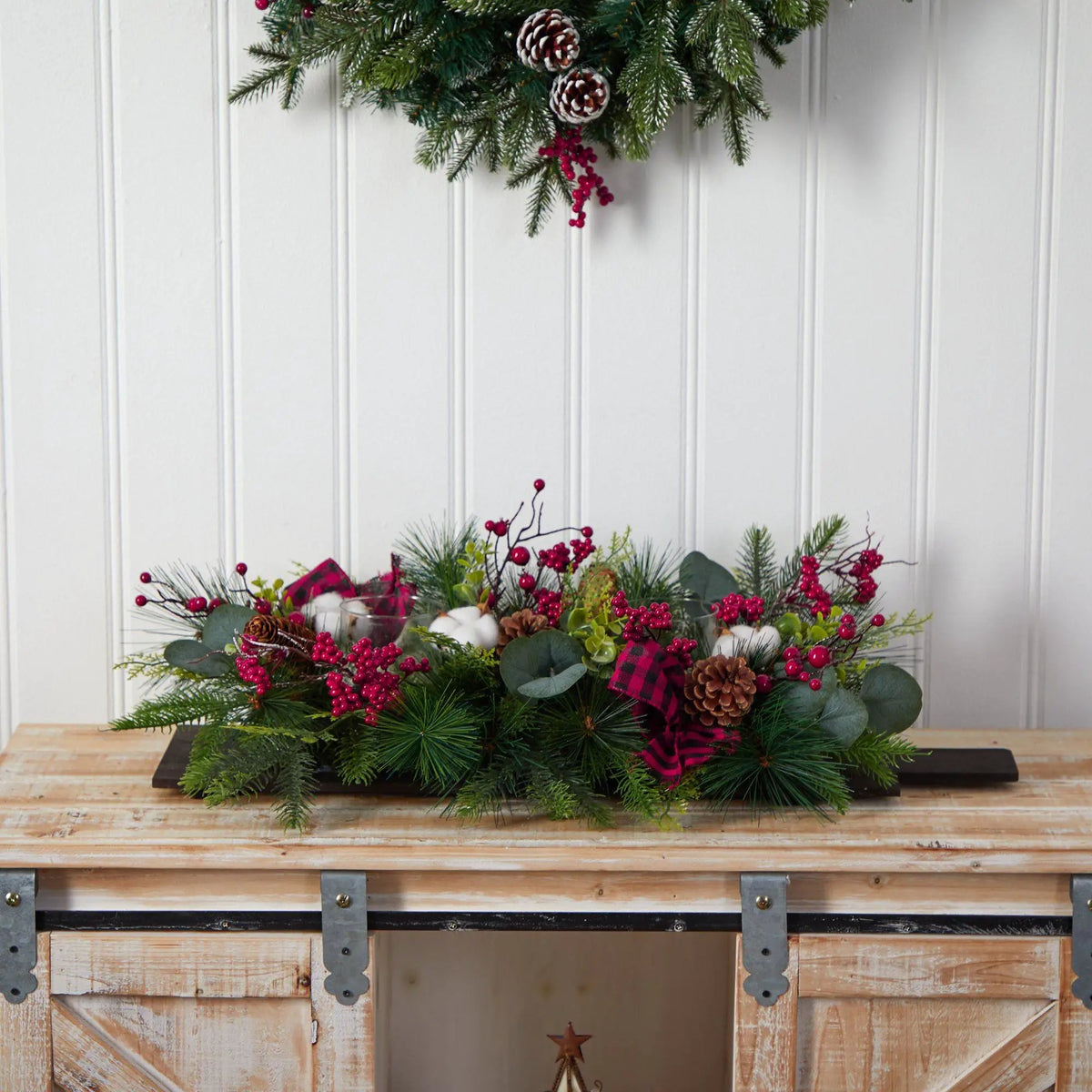 24” Holiday Berries, Pinecones and Eucalyptus Cutting Board Wall Décor or Table Arrangement, photo 4 of 6