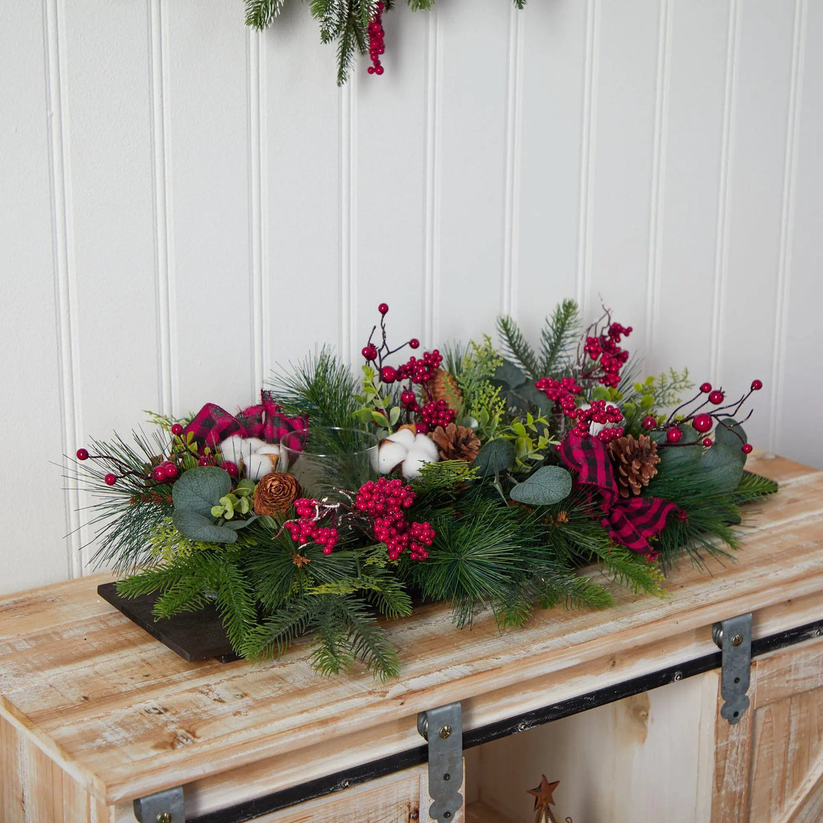 24” Holiday Berries, Pinecones and Eucalyptus Cutting Board Wall Décor or Table Arrangement, photo 5 of 6