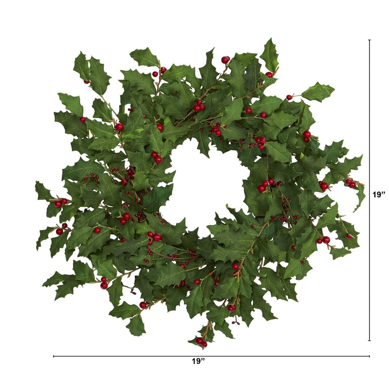 24” Holly Berry Artificial Wreath, photo 2 of 3