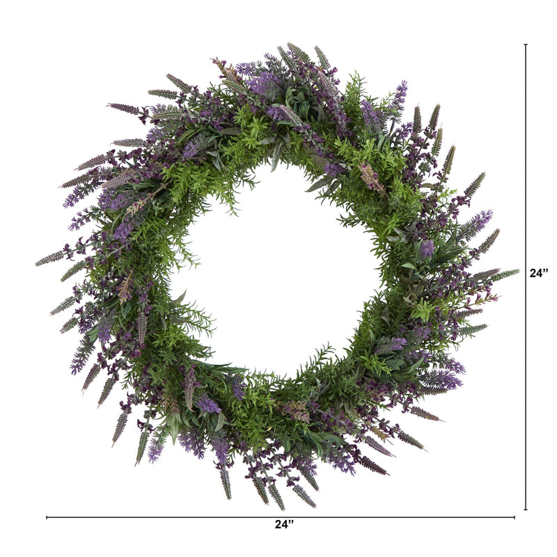 24” Lavender Artificial Wreath, photo 3 of 4