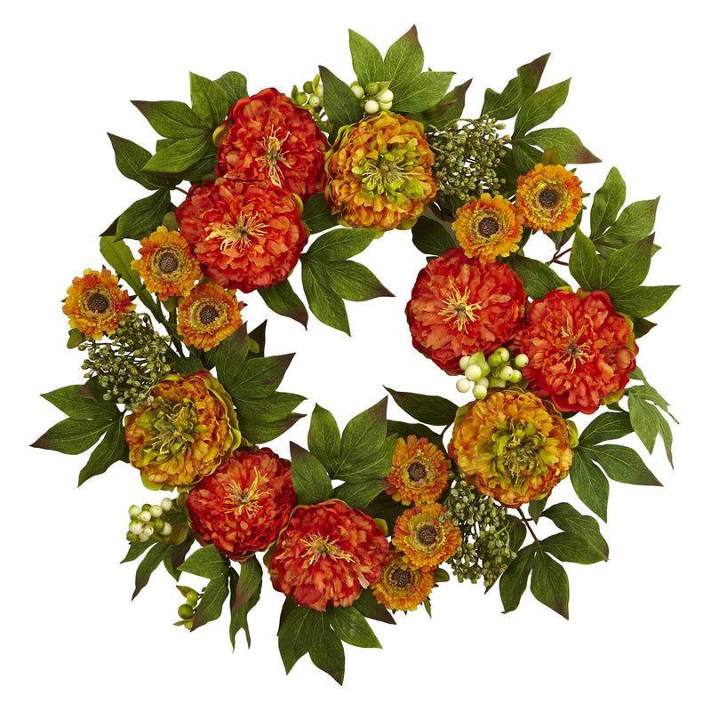 24” Peony and Mum Wreath, photo 4 of 4