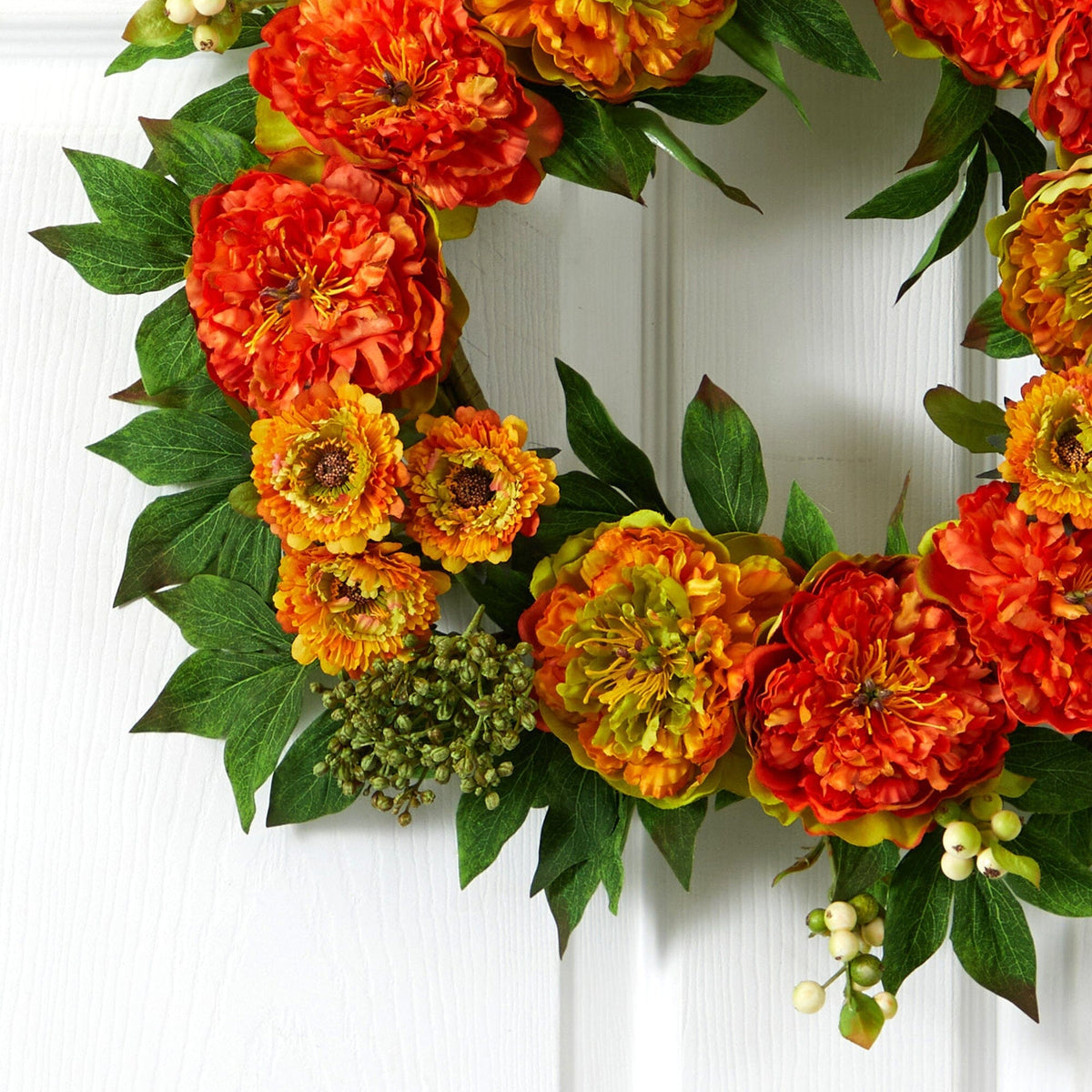 24” Peony and Mum Wreath, photo 2 of 4