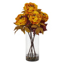 24” Peony Artificial Arrangement in Glass Vase