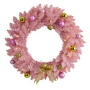 24” Pink Artificial Christmas Wreath with 35 LED Lights and Ornaments