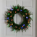 24" Pre-Lit Artificial Luxembourg Pine Christmas Wreath with 35 Multicolored Traditional Bulb LED Lights
