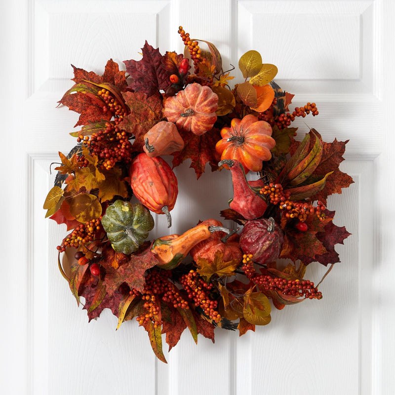 24" Pumpkin & Berry Wreath