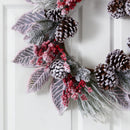 24” Snowy Magnolia Berry Artificial Wreath