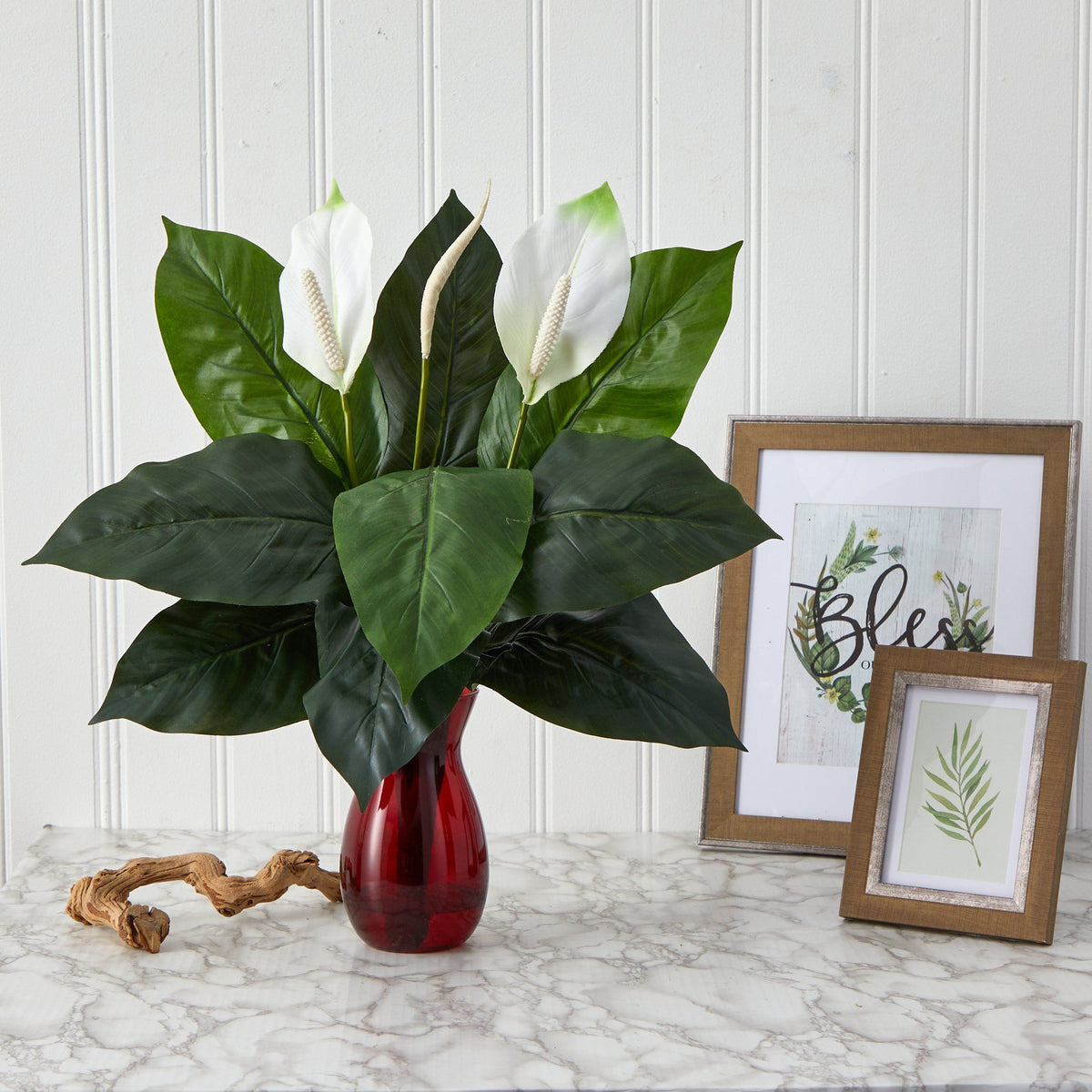 24” Spathifyllum Artificial Plant in Ruby Planter, photo 2 of 3