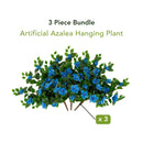 24" UV Resistant Artificial Azalea Hanging Plant (Indoor/Outdoor) - Set of 3