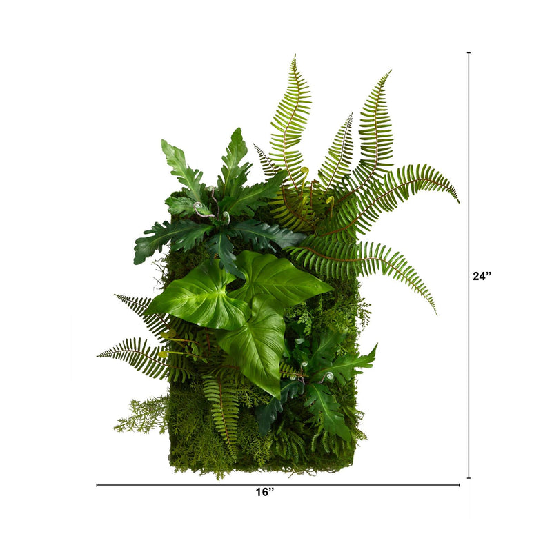 24” x 16” Mixed Foliage Artificial Living Wall