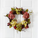 25” Autumn Hydrangea and Pinecones Fall Artificial Wreath