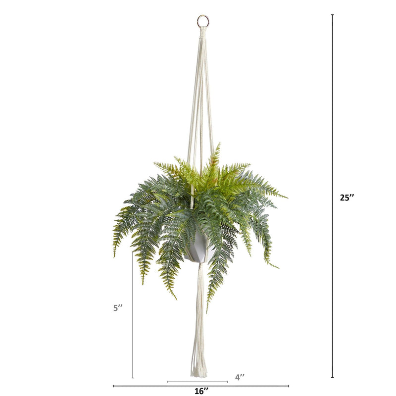 25” Fern Hanging Artificial Plant in Decorative Basket