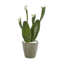 25” Flowering Cactus Artificial Plant in Green Planter