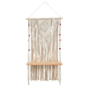 2.5’ x 1.5’ Bohemian Macrame Wall Hanging with Wooden Shelf