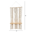 2.5’ x 1.5’ Layered Macrame Wall Hanging with Wooden Shelf