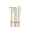 2.5’ x 1.5’ Layered Macrame Wall Hanging with Wooden Shelf