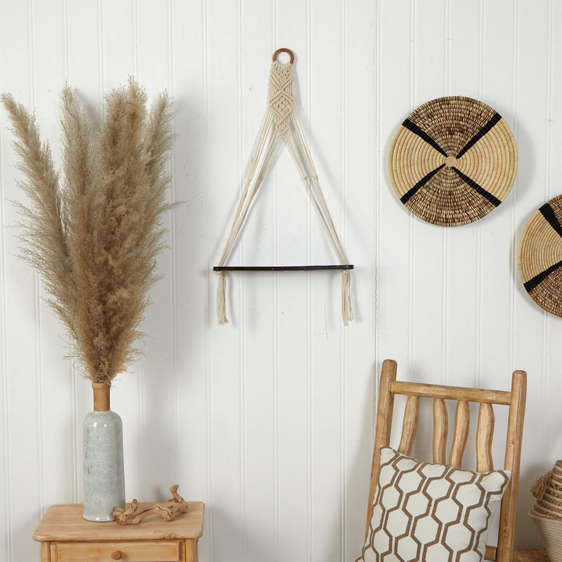 25” x 16” Macrame Wall Hanging with Wooden Shelf, photo 3 of 3
