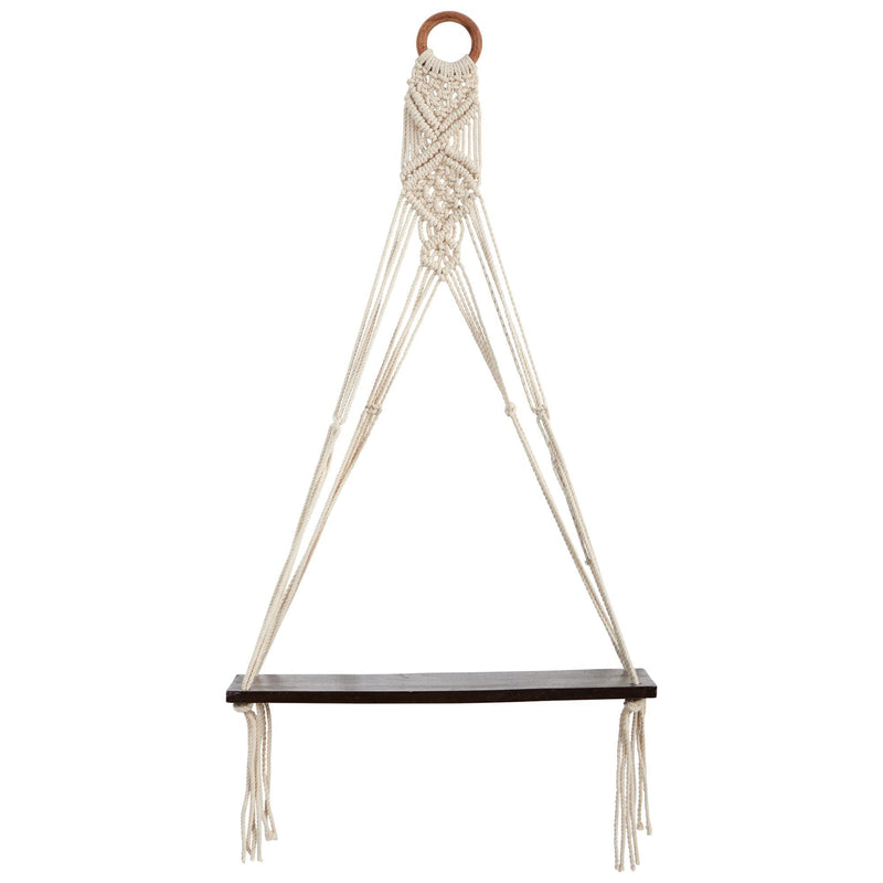 25” x 16” Macrame Wall Hanging with Wooden Shelf