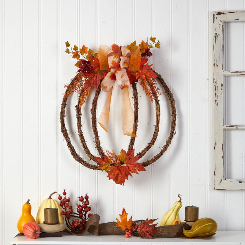 26” Autumn Pumpkin Artificial Vine Fall Wreath