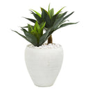 26” Double Agave Artificial Plant in White Planter