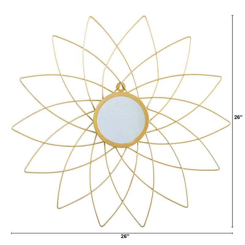 26” Gold Metal Flower Accent Wall Mirror