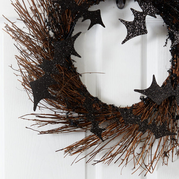 26" Halloween Bats Twig Wreath, photo 2 of 5